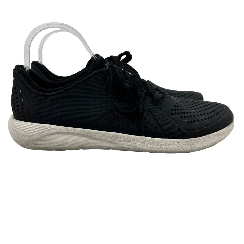 Crocs Literide Pacer Sneakers Women 11 Black Perforated Breathable Croslite Shoe